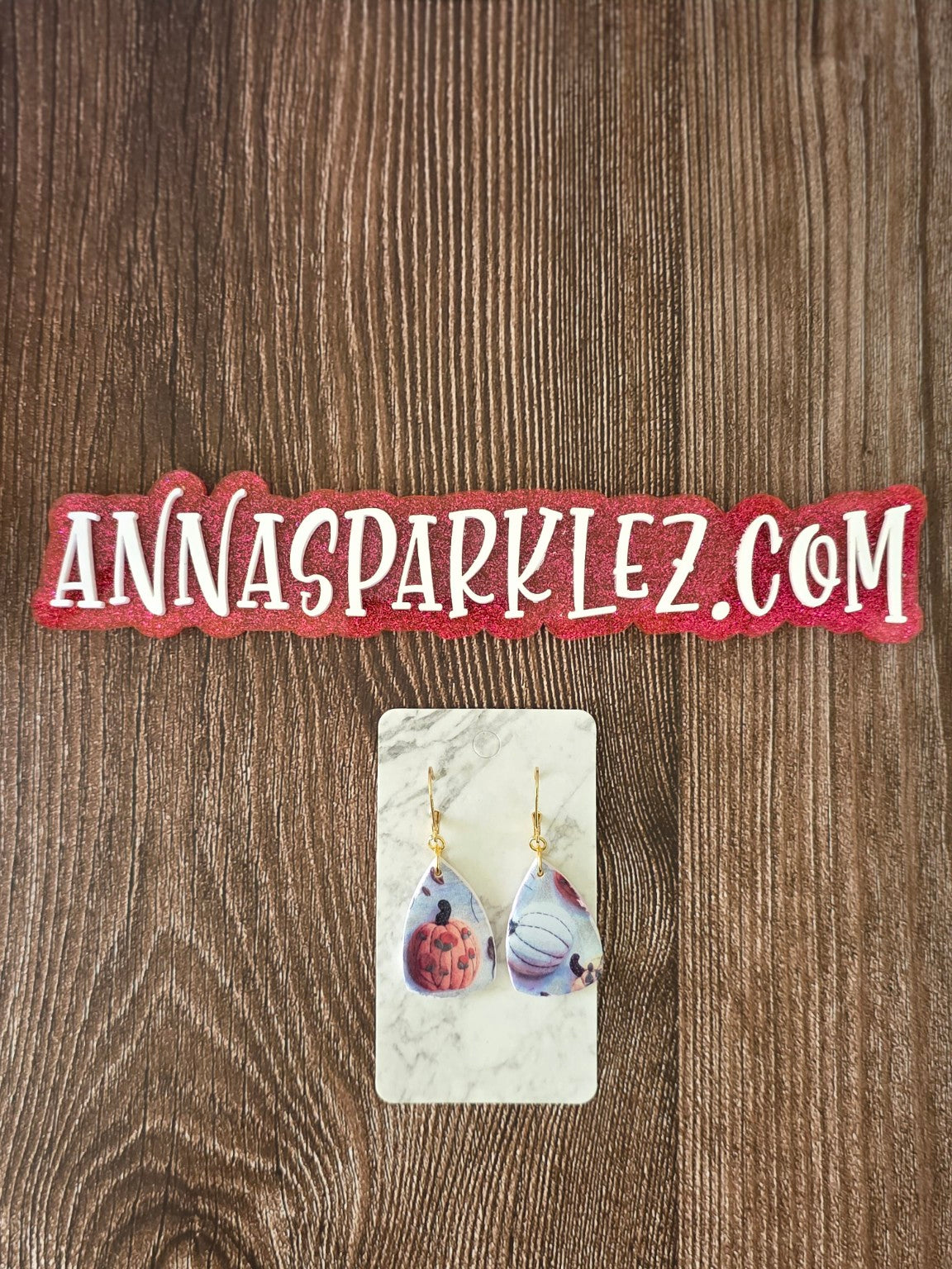 Fall Floral Pumpkin Dangle Earrings π Chunky Resin Teardrops