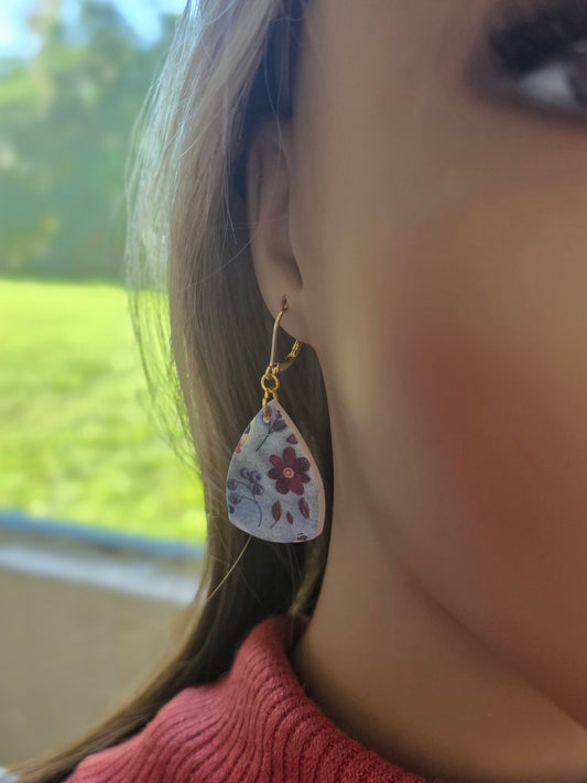 Fall Floral Dangle Earrings 🌸 Autumn Wildflower Teardrops