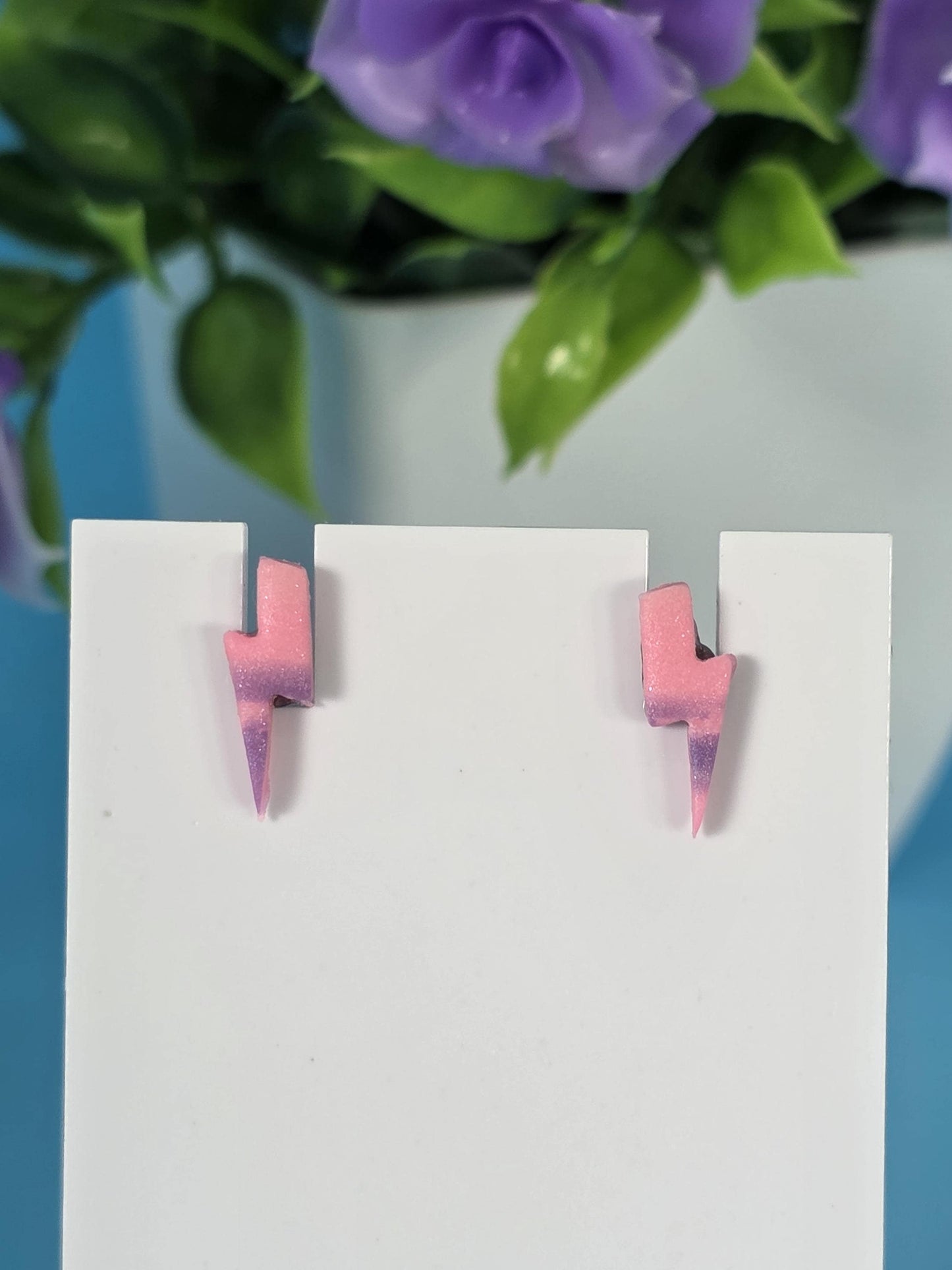 Mini Lightning Bolt Studs – Pink, Purple & Pearl | Spark Collection|