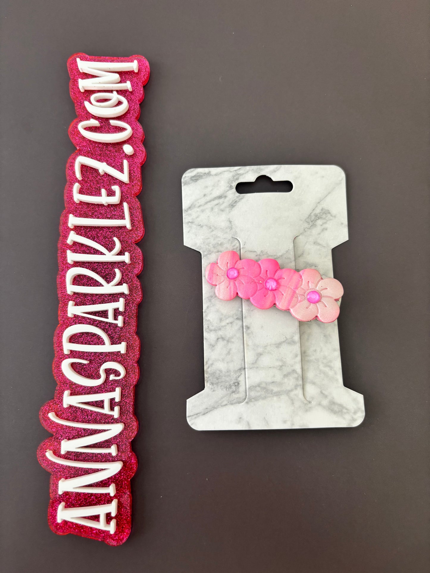 Pink Petals Hair Clip – Soft Ombre Florals with Rhinestones | Small