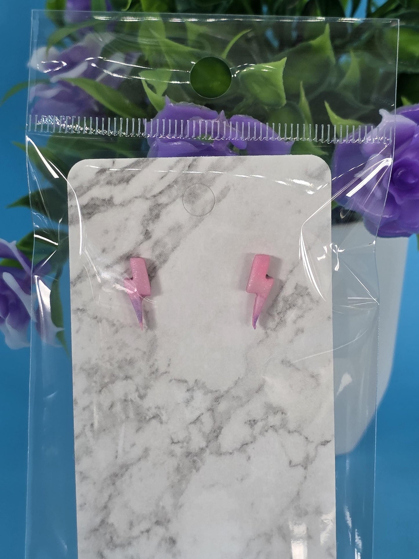 Mini Lightning Bolt Studs – Pink, Purple & Pearl | Spark Collection|