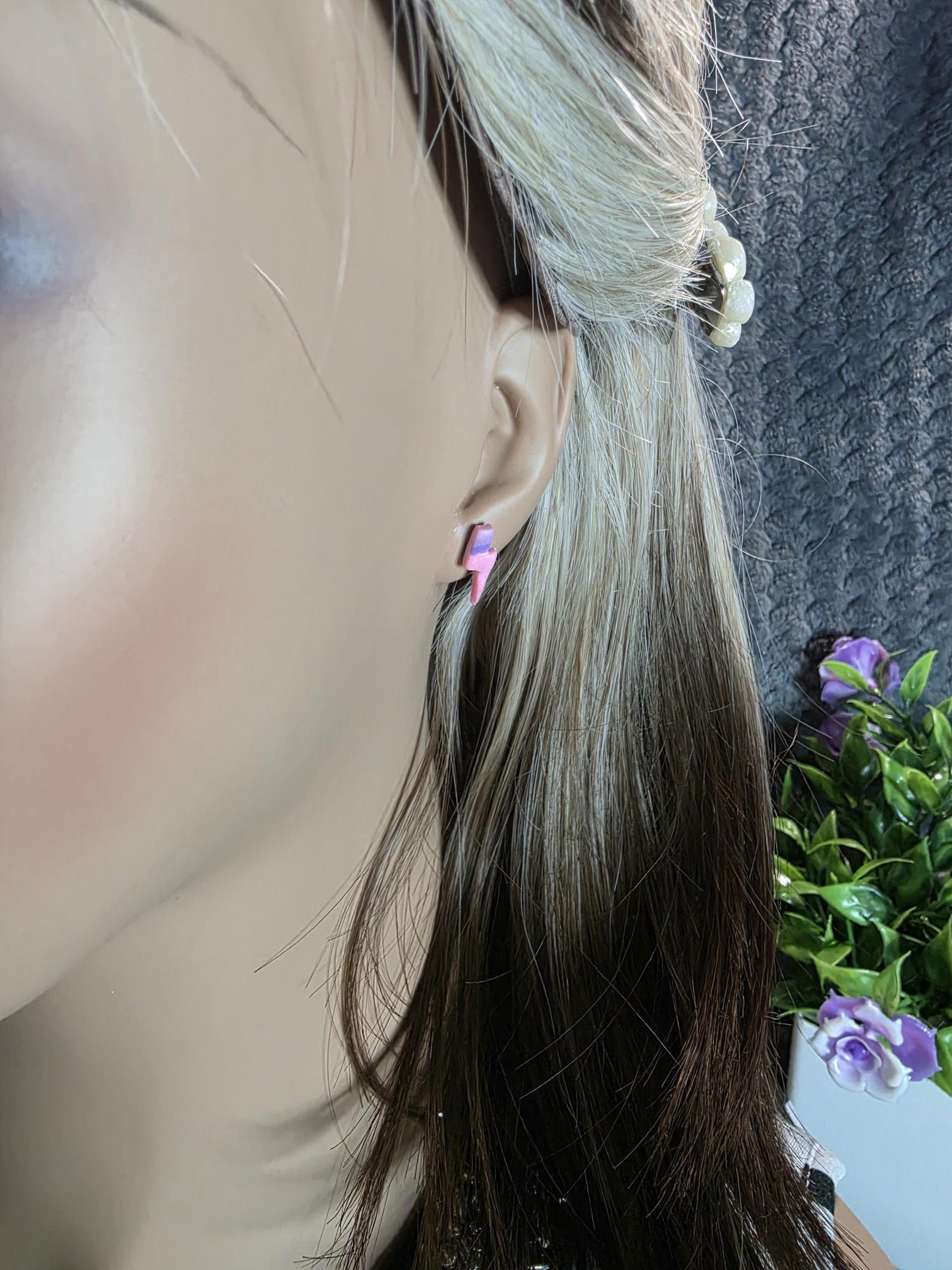 Mini Lightning Bolt Studs – Pink, Purple & Pearl | Spark Collection|