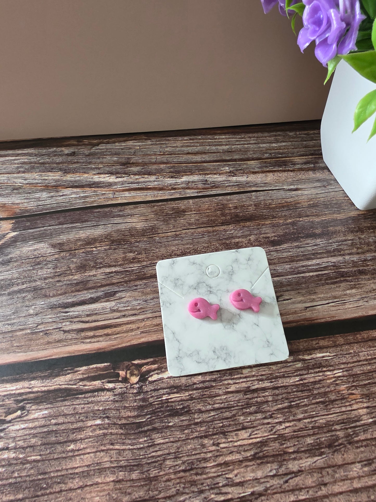 Strawberry Goldfish Stud Earrings | Sweet & Playful Polymer Clay Snack-Inspired Studs
