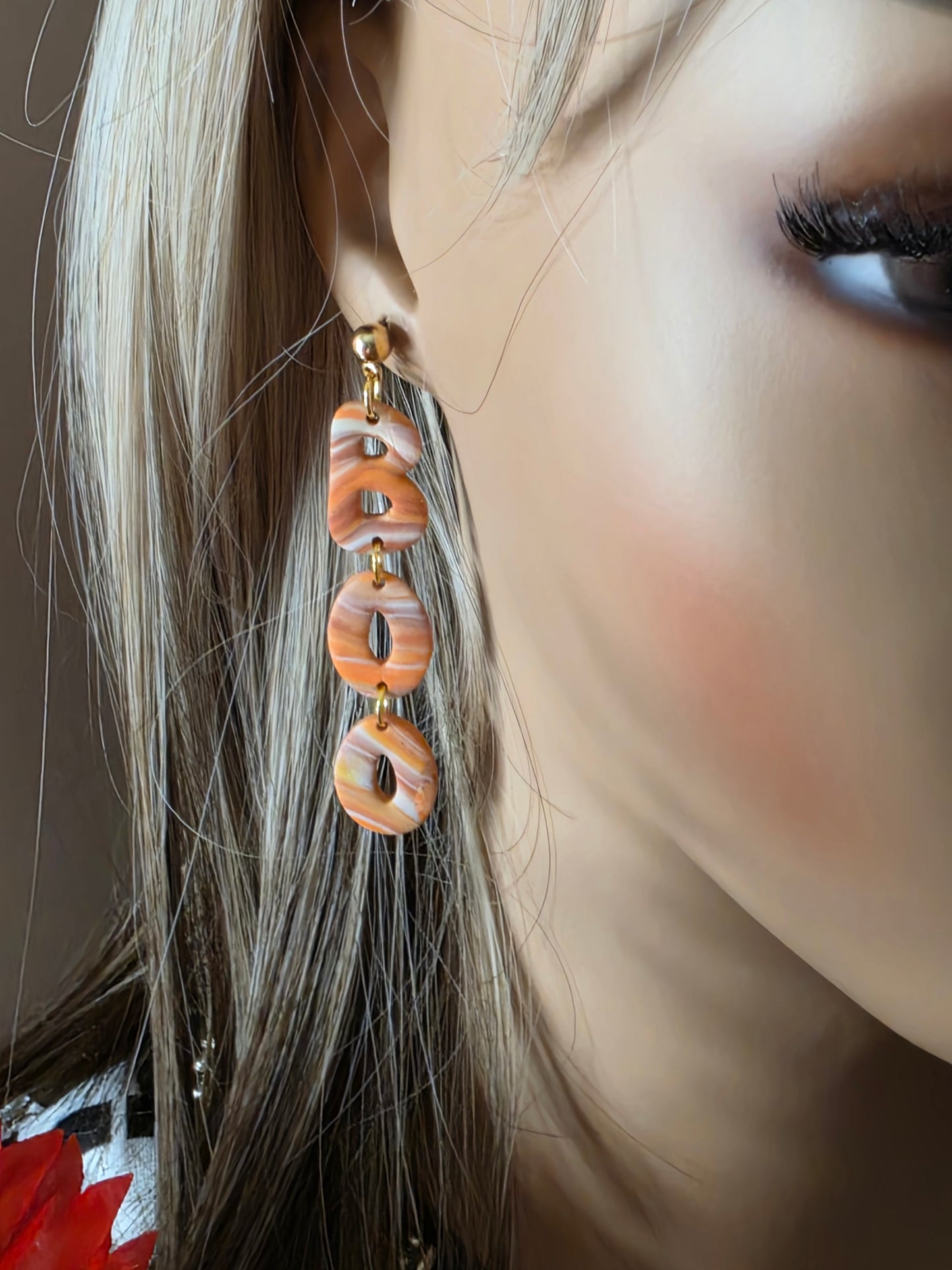 BOO! Marbled Halloween Dangle Earrings 👻🧡• Lightweight Handmade Earrings