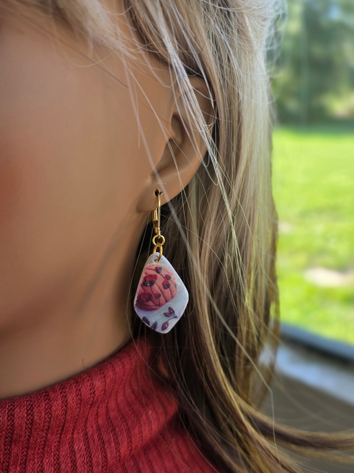 Fall Floral Pumpkin Dangle Earrings 🎃 Rustic Rose Pumpkins