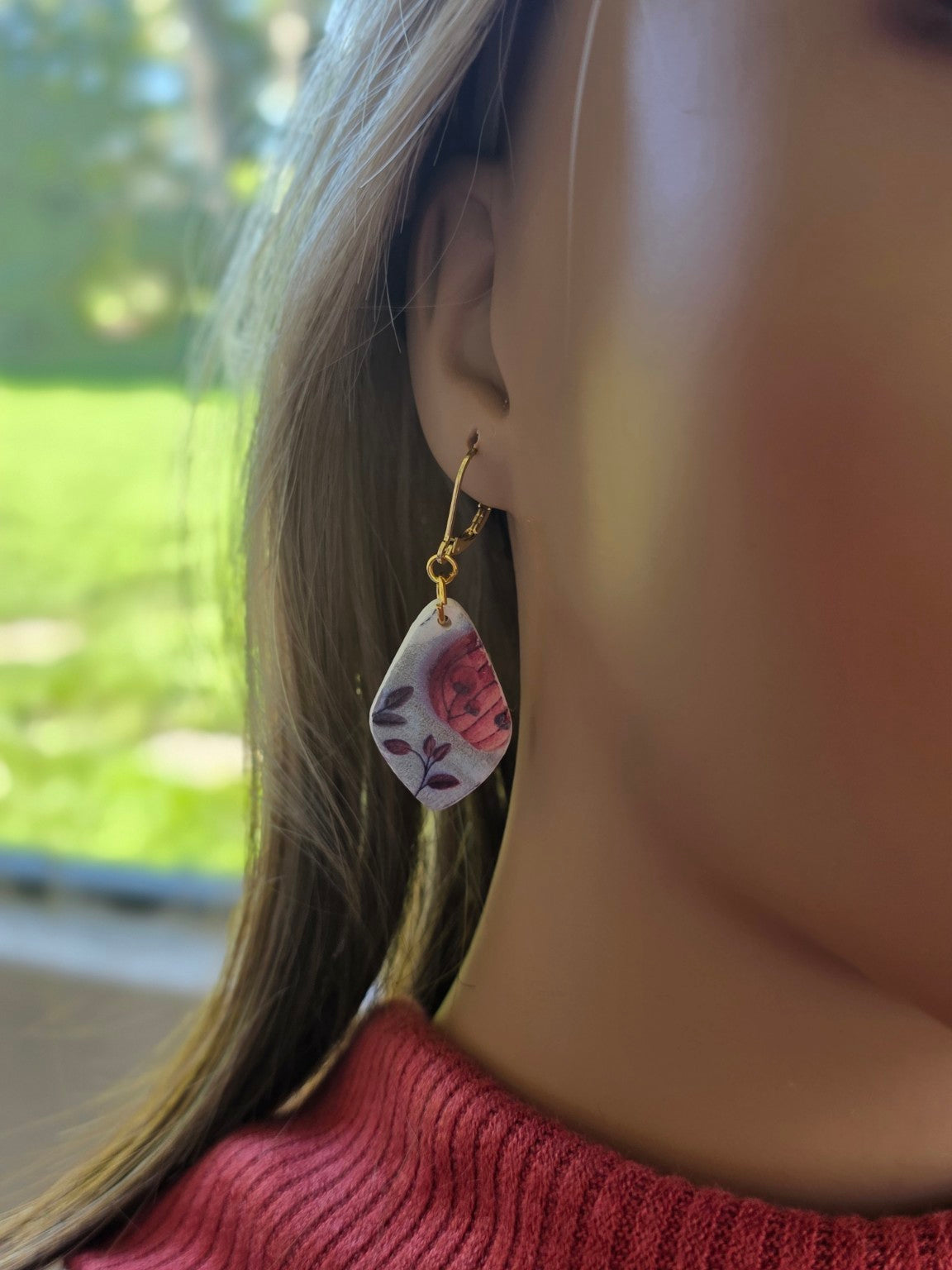 Fall Floral Pumpkin Dangle Earrings 🎃 Rustic Rose Pumpkins