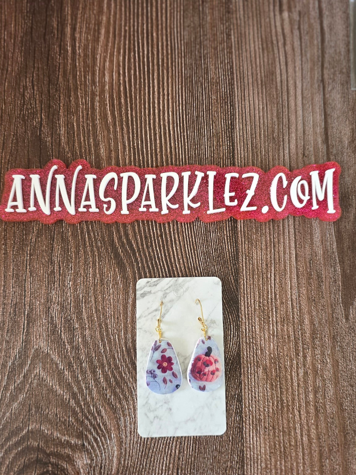 Fall Floral Pumpkin Dangle Earrings 🎃 Crimson Bloom & Pumpkin