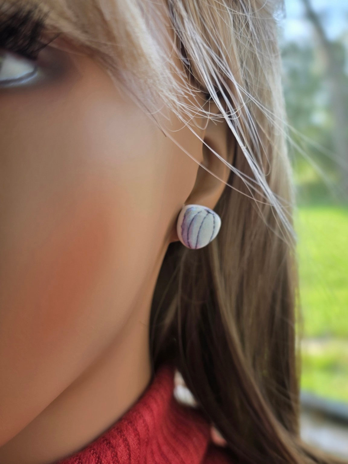 Fall Floral Pumpkin Stud Earrings 🎃 Peach Bloom & White Pumpkin (Non-Resin Gloss)