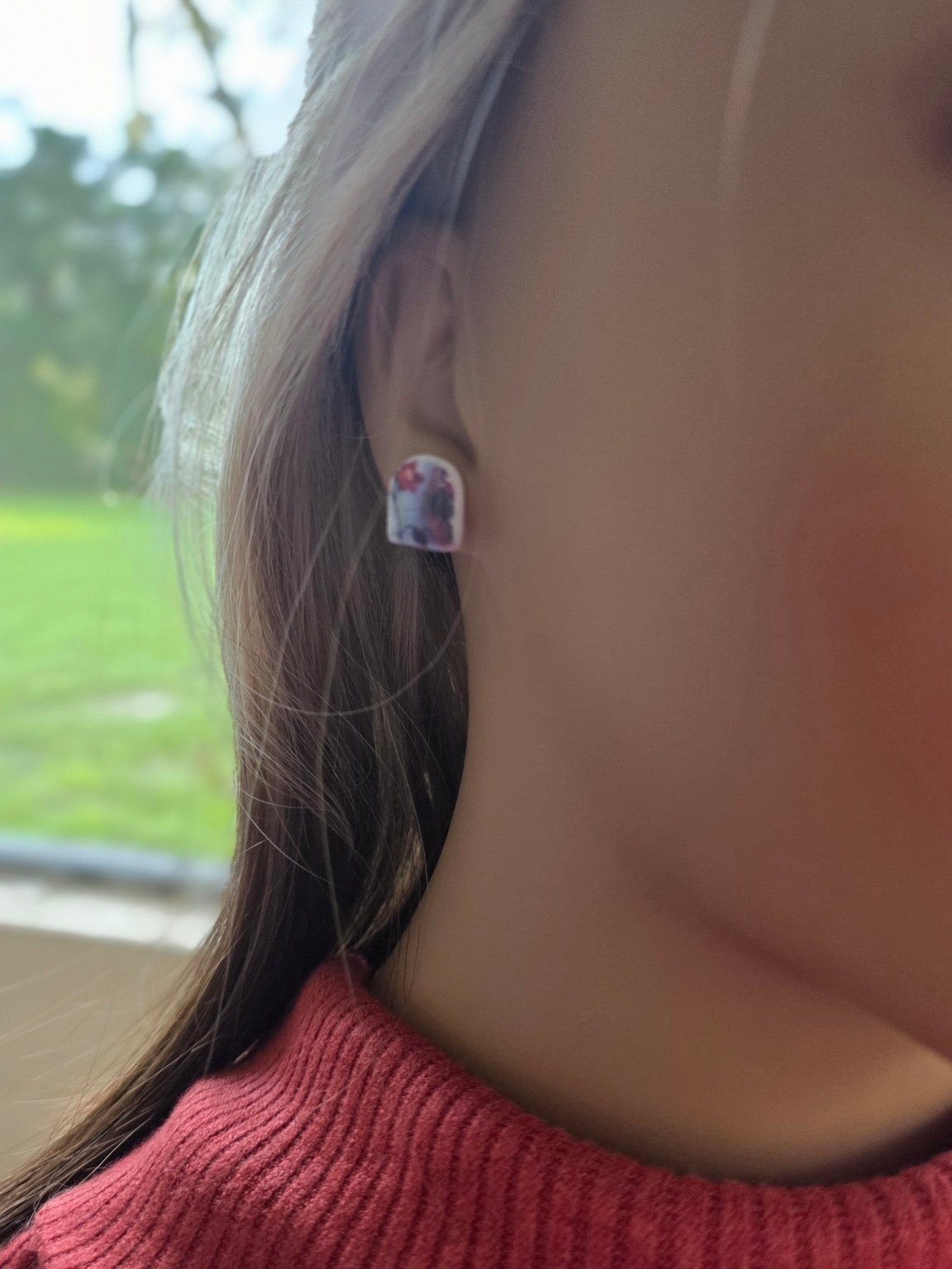 Fall Floral Pumpkin Stud Earrings 🎃 Misty & Mauve Blooms (Non-Resin Gloss)