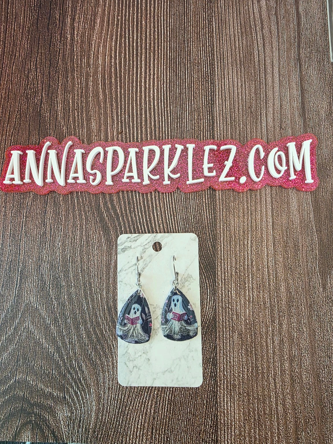 Ghostly Chapters Dangle Earrings 👻 Resin Teardrops with Haunted Storytime