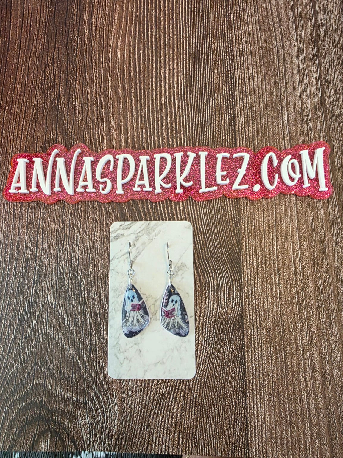 Ghostly Chapters Dangle Earrings 👻 Haunted Book Lover Resin Teardrops