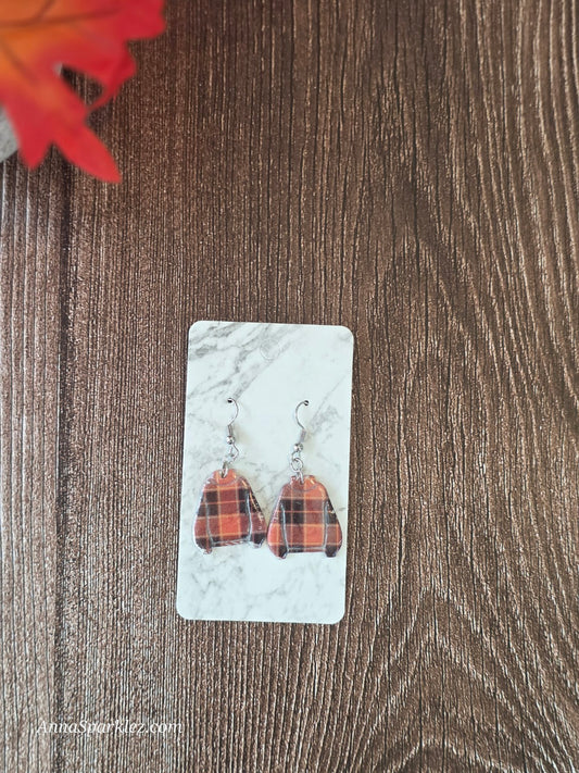Classic Plaid Sweater Earrings 🍂 Rustic Autumn Style