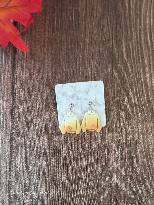 Mustard Pumpkin Sweater Earrings 🍂 Cozy Autumn Classic
