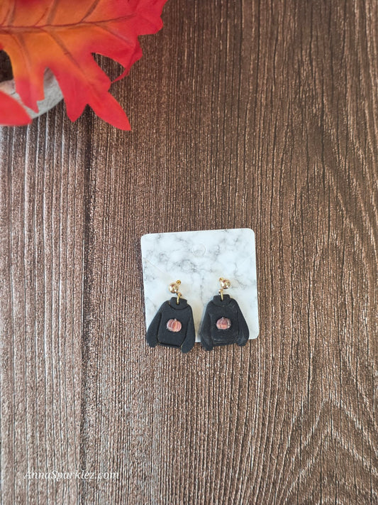 Midnight Pumpkin Sweater Earrings 🖤 Spooky-Cute Autumn Style