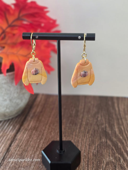 Pumpkin Patch Sweater Earrings 🧡 Cozy Clay Pullovers