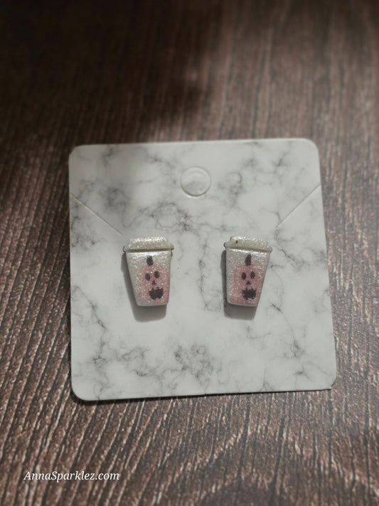 Coffee Break Cutie Stud Earrings ☕ Boo-Brew with Ghosty Glow