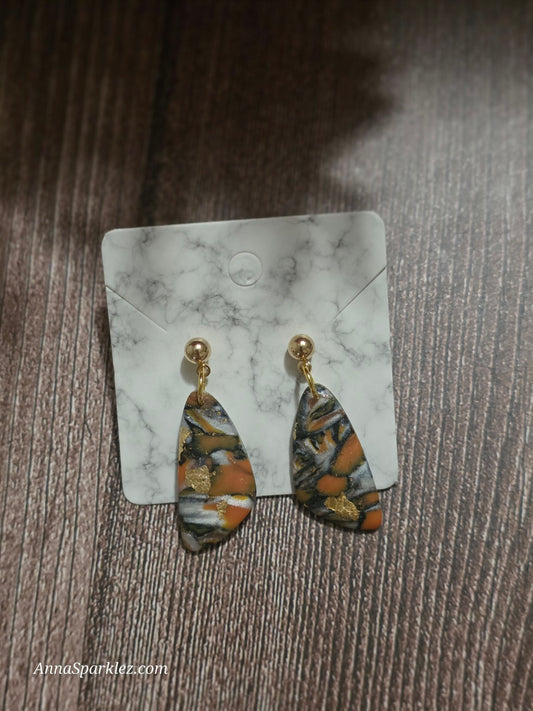 Autumn Ember Veins Dangle Earrings 🍂 Molten Marbled Shards