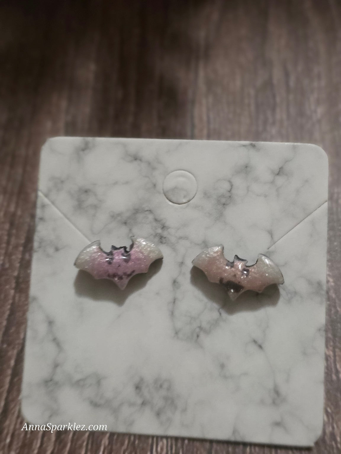 Batty for You Stud Earrings 🦇 Pink & Pearl Sparkle Bats