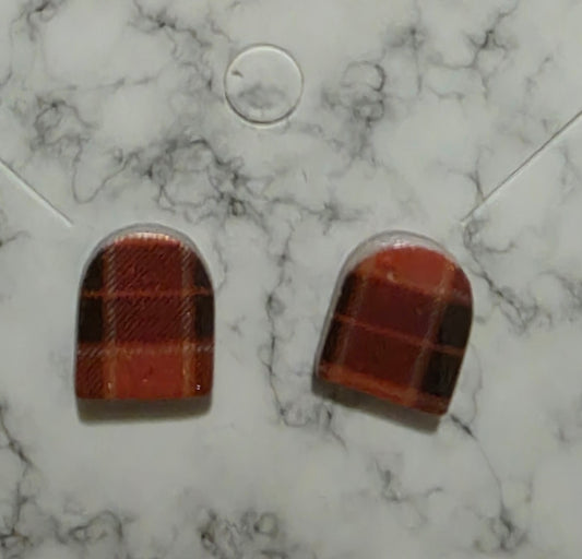 Orange Plaid Tidings Stud Earrings 🧡 Rustic Arch Look style B