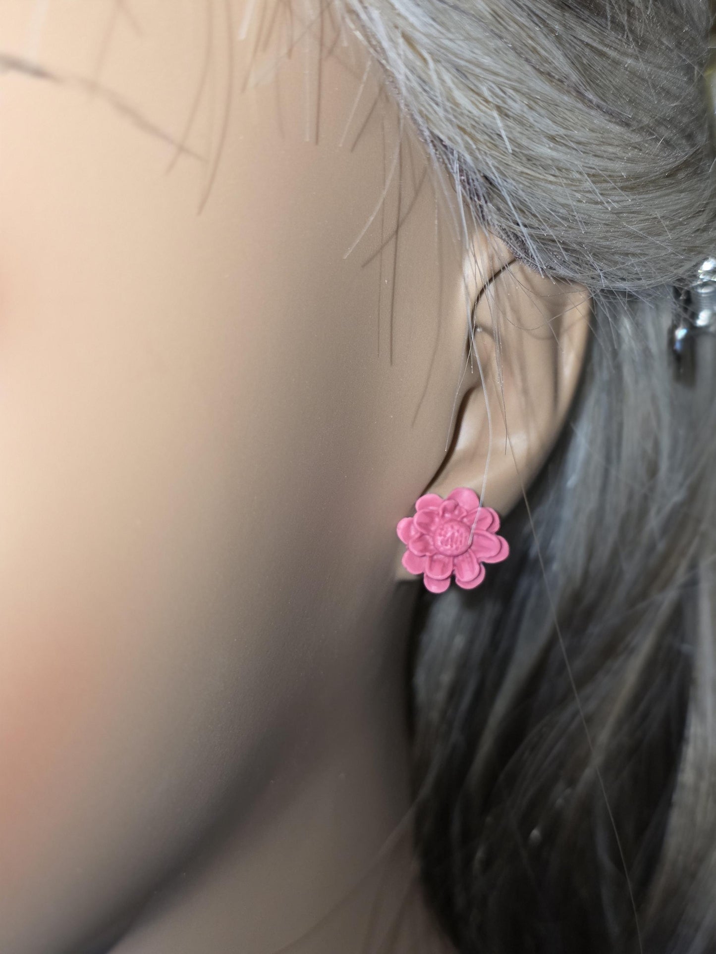 Pink Lotus Bloom Studs • Handcrafted Floral Polymer Clay Earrings • Feminine Flower Earrings • Lightweight Hypoallergenic Jewelry