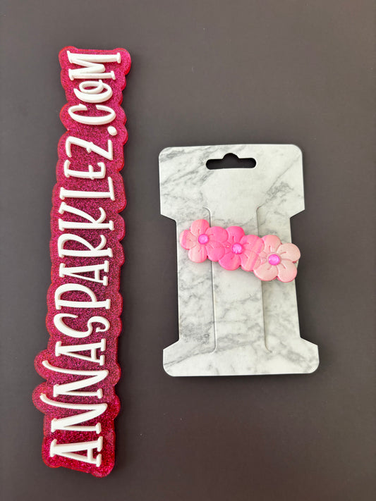 Pink Petals Hair Clip – Soft Ombre Florals with Rhinestones | Small