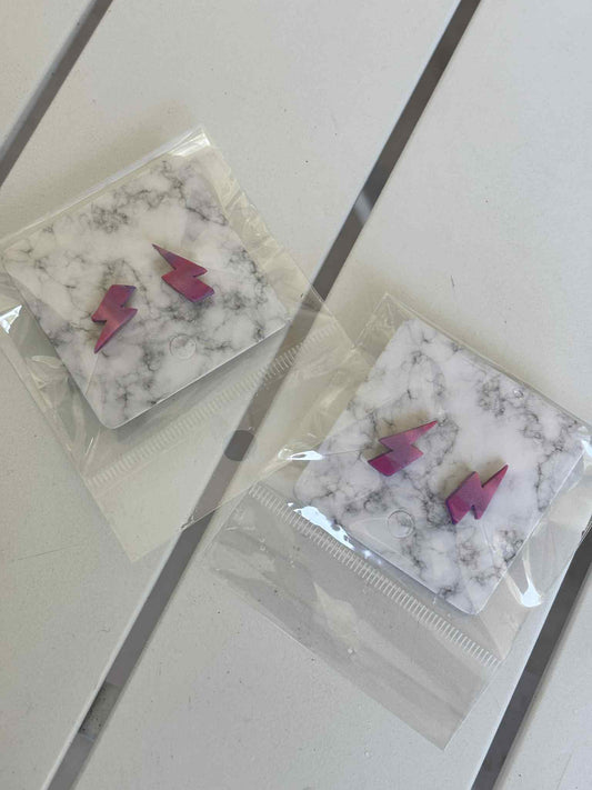 Small/Medium  Lightning Bolt Studs –  Purple Pink & Pearl | Spark Collection|