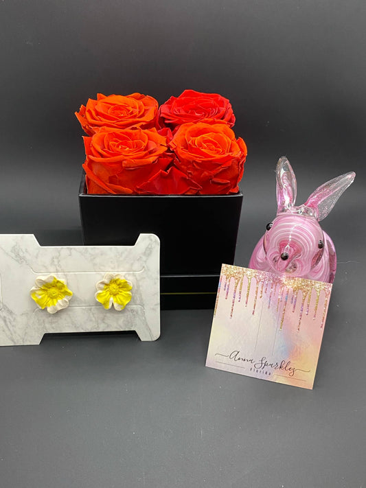 Lemon Drop Bloom Stud Earrings – Yellow & Ivory Polymer Clay Florals