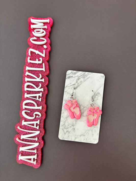 Ballet Pointe Slipper Earrings – Pink Polymer Clay Dangles for Dancers & Dreamers
