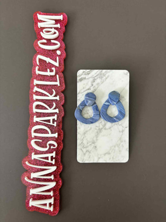 Indigo Drop Stud Earrings – Matte Polymer Clay Dangles