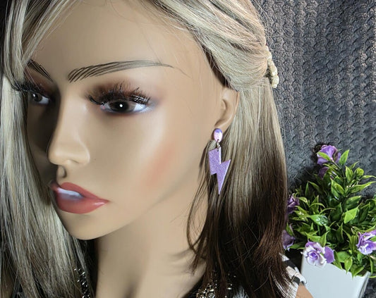 Purple Lightning Bolt Dangles – Soft Marble